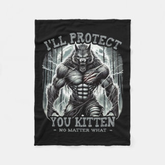 Couverture Polaire Drôle Graphic Tee I'll Protect You Kitten Alpha Wo