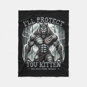 Couverture Polaire Drôle Graphic Tee Ill Vous Protéger Kitten Alpha W