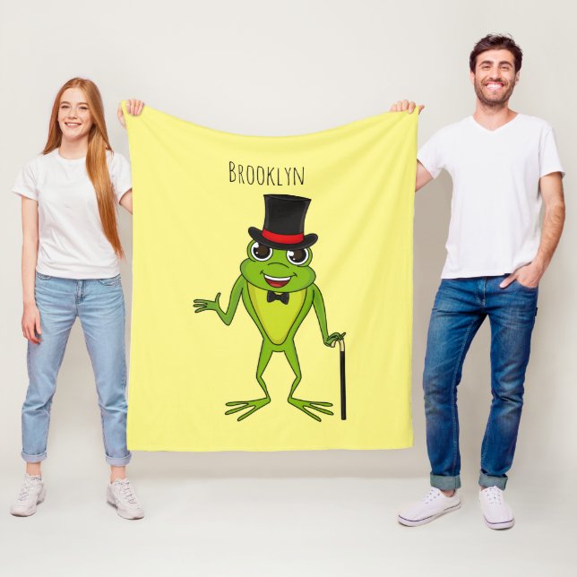 Couverture Polaire Drôle grenouille avec chapeau dessus dessin animé (En situation)
