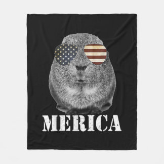 Couverture Polaire Drôle Guinée Cochon Merica Patriotique Usa Lunette