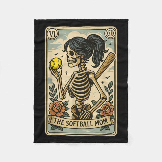 Couverture Polaire Drôle Halloween softball maman maman Skeleton Taro (Devant)