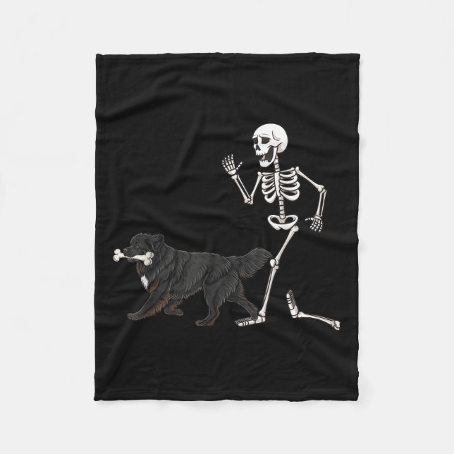 Couverture Polaire Drôle Halloween Terre-Neuve Et Squelette (Devant)