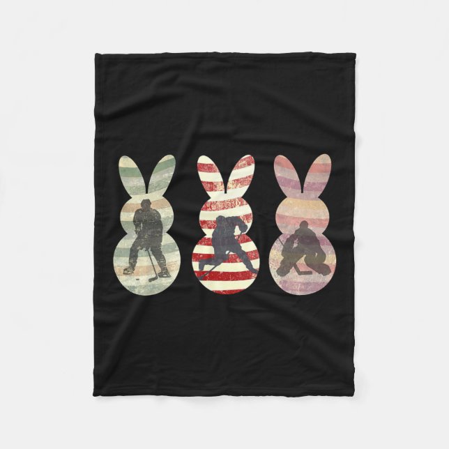 Couverture Polaire Drôle Hockey sur glace Sports Lapin de Pâques lapi (Devant)