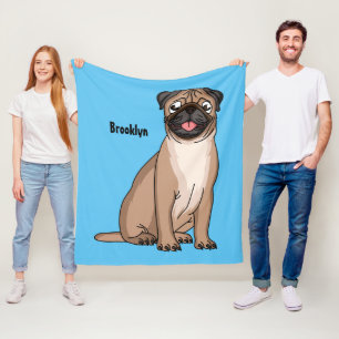 Couverture Polaire Drôle joyeux dessin animé de chien de carlin