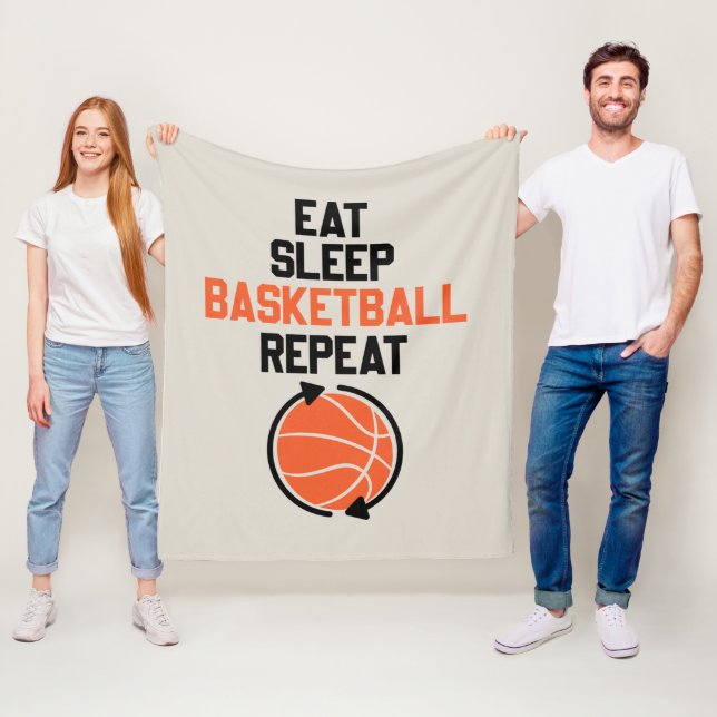 Couverture Polaire Drôle manger dormir Basketball répéter mot art  (En situation)