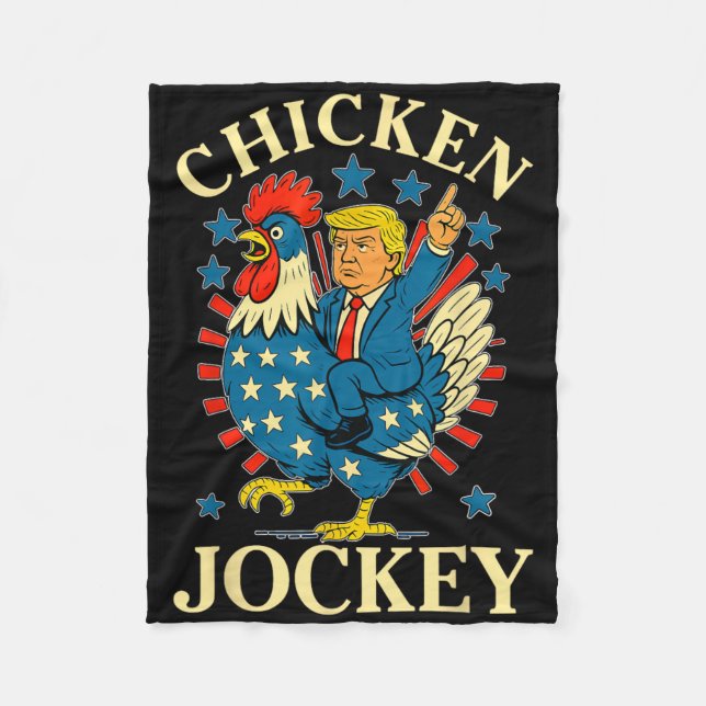 Couverture Polaire Drôle Mème Jockey de poulet (Devant)