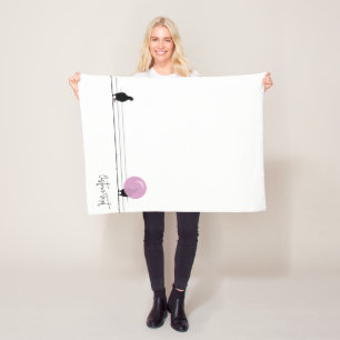 Couverture Polaire Drôle mignon Bubblegum Birds sur un fil blanc