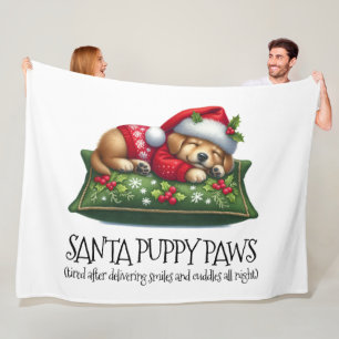 Couverture Polaire Drôle mignon Rêver Père Noël Puppy Paws