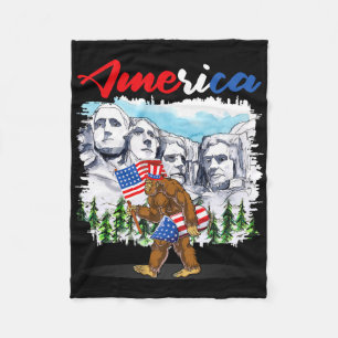 Couverture Polaire Drôle Mont Rushmore Bigfoot Drapeau Américain Indé
