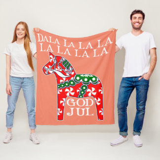 Couverture Polaire Drôle Noël suédois Dieu Jul Dala Horse Dalahos