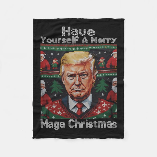 Couverture Polaire Drôle Père Noël Trump S'Est Joyeux Noël (Devant)