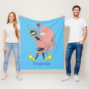 Couverture Polaire Drôle pieuvre embrasse plongeur dessin animé humou