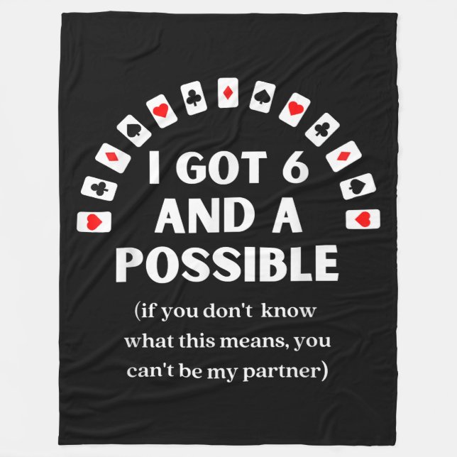 Couverture Polaire Drôle Pique J'Ai Six Et Une Carte De Jeu Possible (Devant)