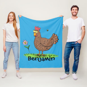 Couverture Polaire Drôle poulet rustique illustration