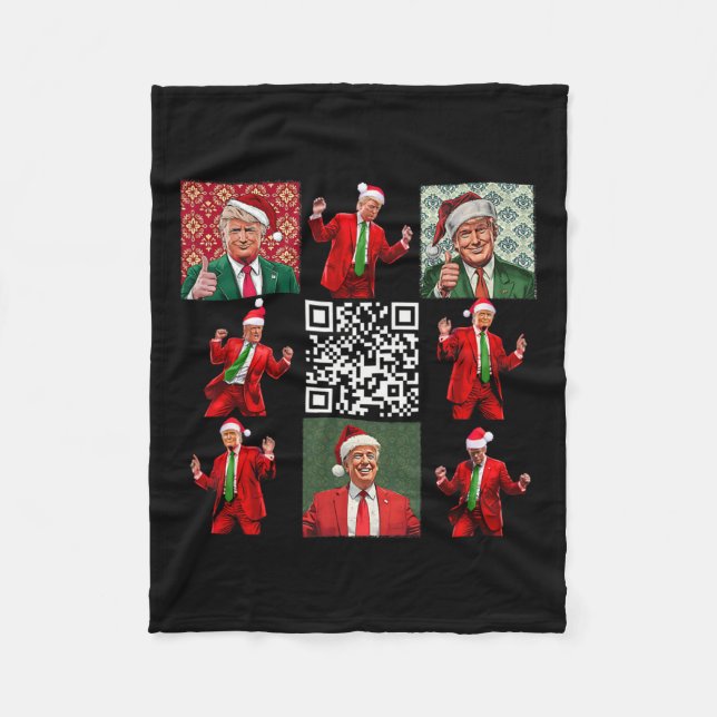 Couverture Polaire Drôle président du Qr Trump danse de Noël M (Devant)