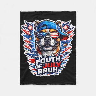 Couverture Polaire Drôle quatrième juillet bruh boxer chien patriotiq