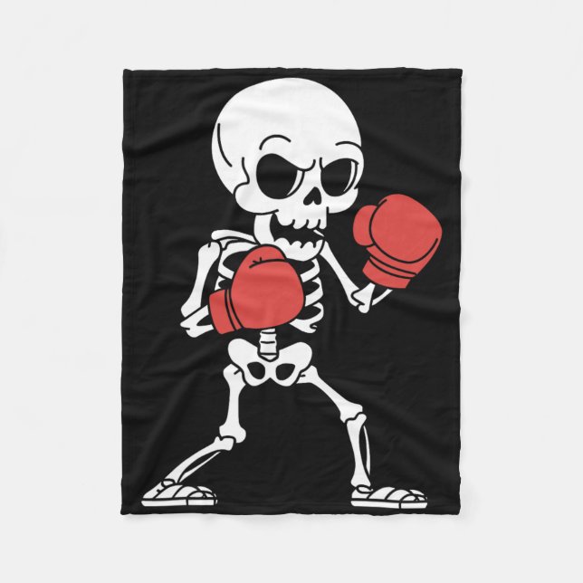 Couverture Polaire Drôle Skeleton Boxe Halloween Éffrayant Boxe (Devant)