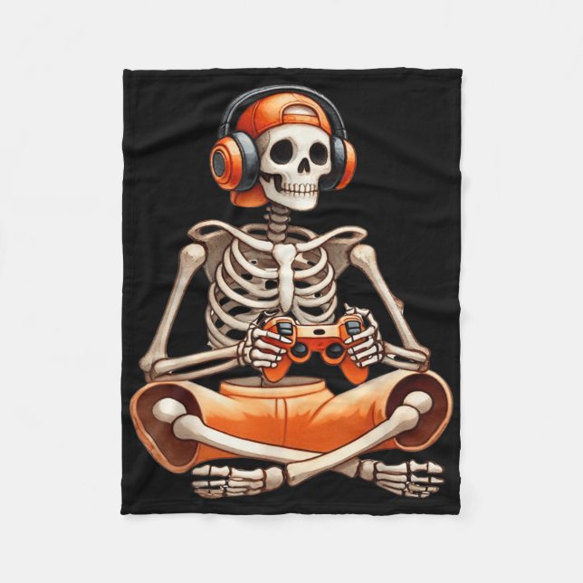 Couverture Polaire Drôle Skeleton jeu vidéo Halloween jeu Gamer B (Devant)