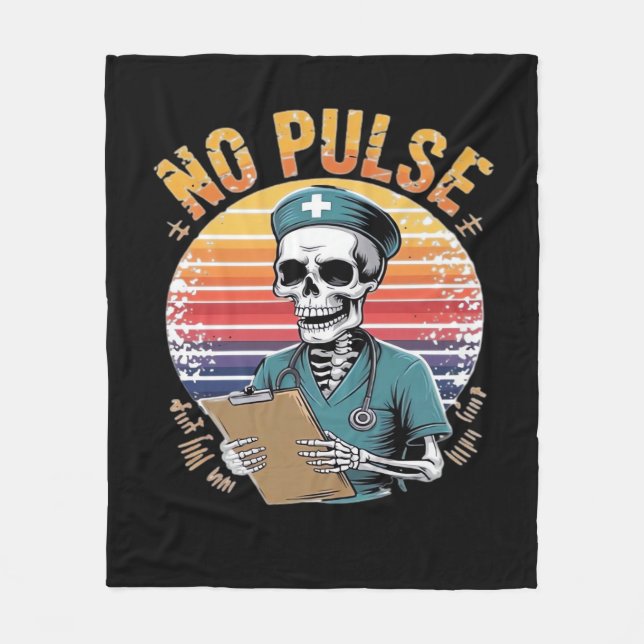 Couverture Polaire Drôle Skeleton Nurse No Pulse Design - Humour fonc (Devant)