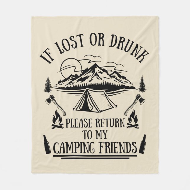 Couverture Polaire Drôle slogan camper camping à boire des paroles (Devant)