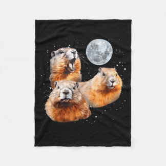 Couverture Polaire Drôle Trois Marmotte Lune 3 Marmotte Heureux Groun