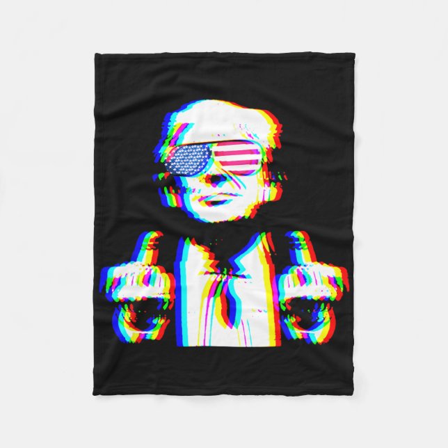 Couverture Polaire Drôle Trump Psychédélique Edm Tripant Vaporwave Te (Devant)
