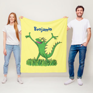 Couverture Polaire Drôle vert souriant animé lézard d'iguane