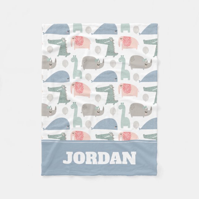 Couverture Polaire Drôle Visage mignon Doodle Motif animal (Devant)