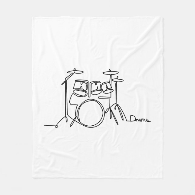 Couverture Polaire Drummer Music Design Drums One-Line (Devant)