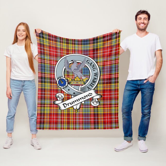 Couverture Polaire Drummond Of Strathallan Clan Badge Tartan Plaid (En situation)