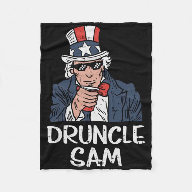 Couverture Polaire Druncle Sam Drôle Oncle Sam Bière 4 Juillet Fête (Devant)