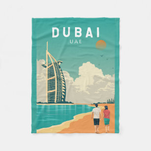 Couverture Polaire Dubai Émirats Arabes Unis Retro Art Voyage