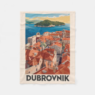 Couverture Polaire Dubrovnik Croatie Illustration Voyage Art Vintage