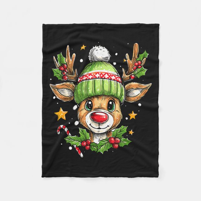 Couverture Polaire Dude Reindeer Christmas Lights Cozy Reindeer Boy X (Devant)