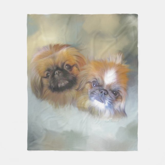 Couverture Polaire Duo de Pékinois Doux (Devant)