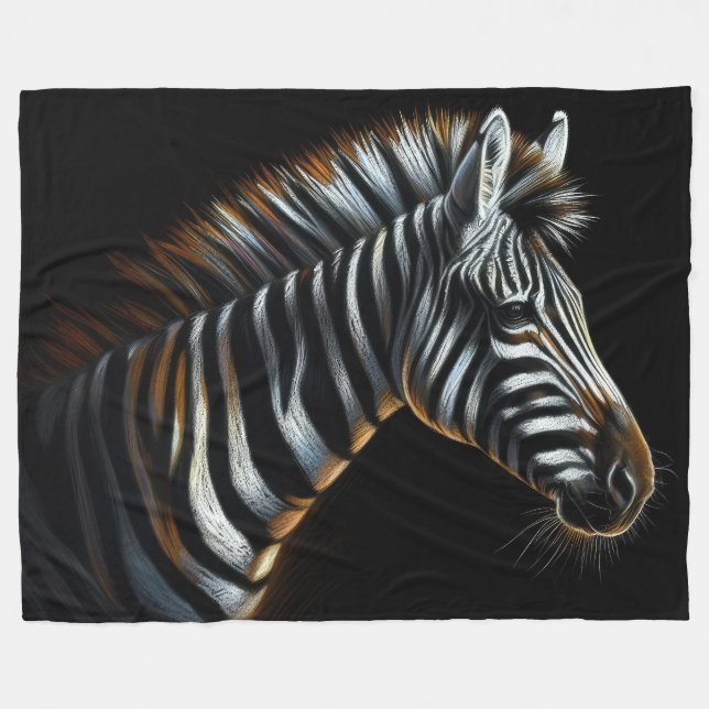 Couverture Polaire Dur Pastel Zebra en noir (Devant (Horizontal))
