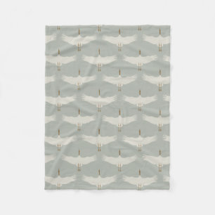 Couverture Polaire Dusty Blue Neutral Birds Grues Art Déco Motif