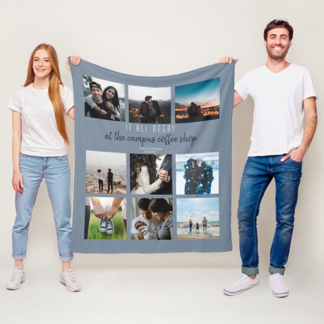 Couverture Polaire Dusty Blue où tout a commencé l'histoire d'amour r (En situation)