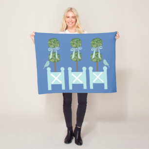 Couverture Polaire Dusty Blue Turquoise Topiary Bird Thon