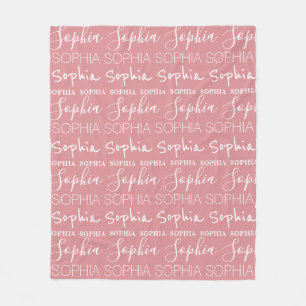 Couverture Polaire Dusty rose Nom répétitif Simple Personnalisé