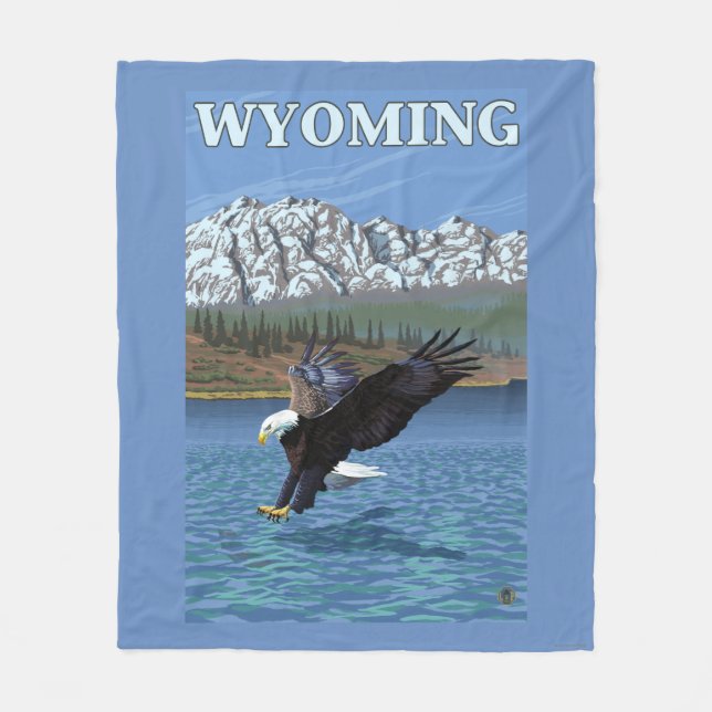 Couverture Polaire Eagle chauve plongeant - le Wyoming (Devant)