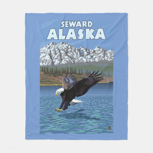 Couverture Polaire Eagle chauve plongeant - Seward, Alaska (Devant)