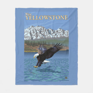 Couverture Polaire Eagle chauve plongeant - Yellowstone occidental,