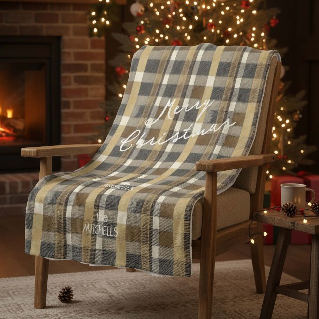 Couverture Polaire Earth Tones Gold Christmas Motif#7 ID1009 (Créateur téléchargé)