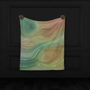 Couverture Polaire Earthy Emerald Strata   Agate d'encre verte et dor