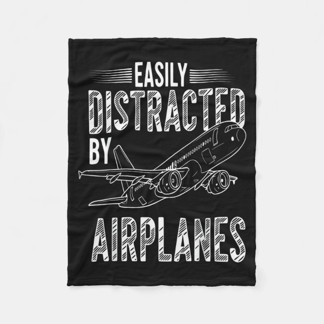 Couverture Polaire Easily Distracted By Airplanes Funny Plane Lovers  (Devant)