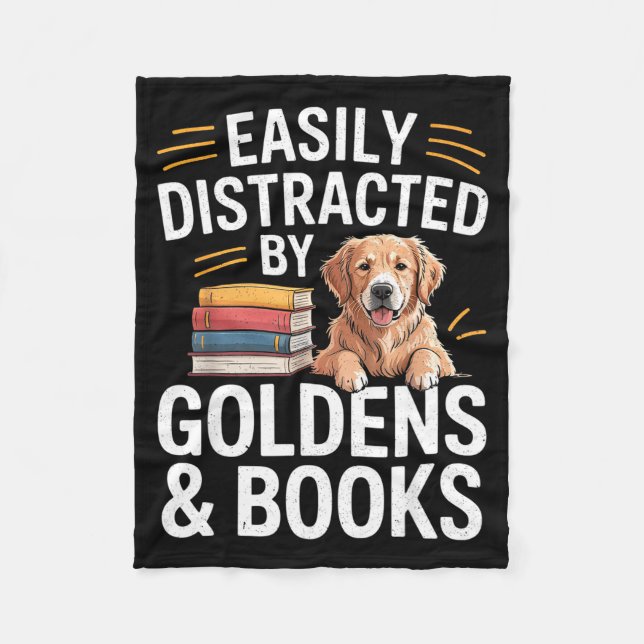 Couverture Polaire Easily Distracted By Goldens &amp; Books - Golden  (Devant)