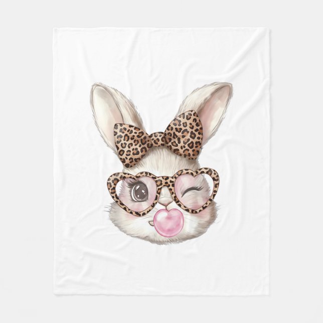 Couverture Polaire Easter Bunny Cute Glasses Leopard Bunny Rabbit Eas (Devant)