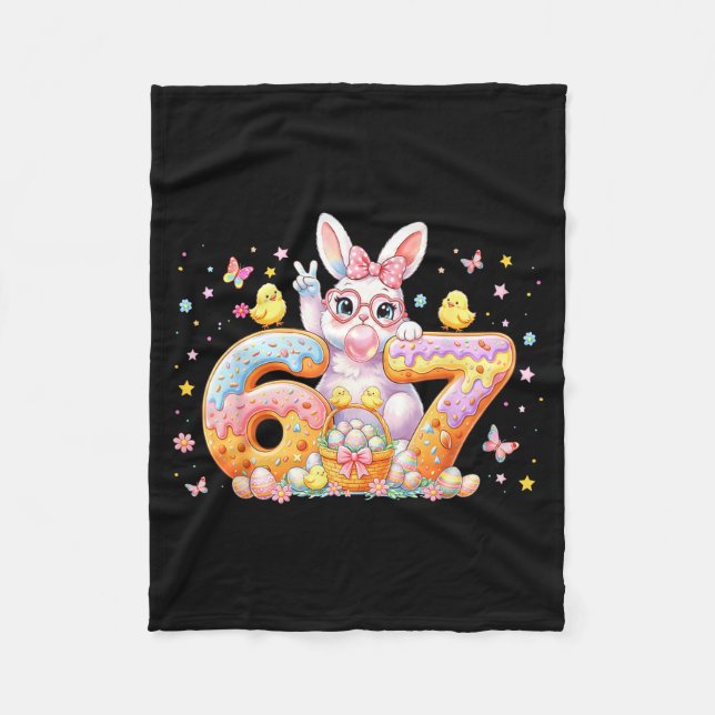 Couverture Polaire Easter Day 67 Cute Rabbit Bunny Six Seven Meme Bow (Devant)