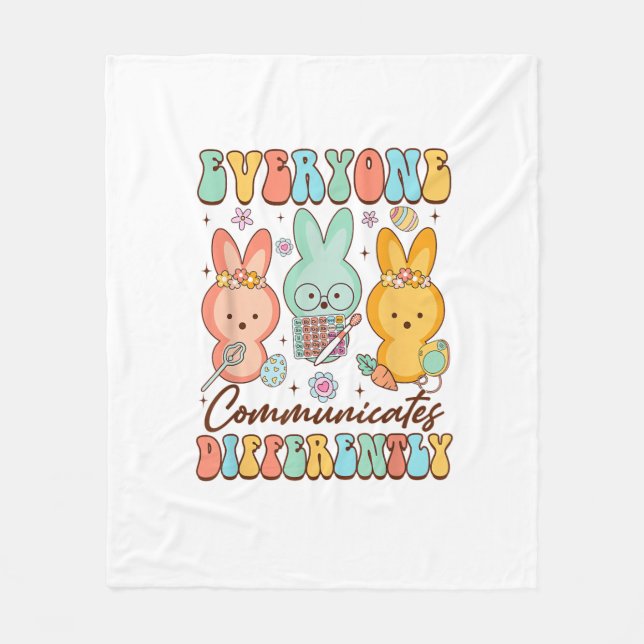 Couverture Polaire Easter Speech Therapy SLP Everyone Communicates Di (Devant)